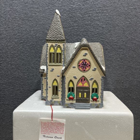 Department 56 Original Snow Village Redeemer Church 5127-6 w/ Light Cord/No Box - Picture 3 of 8